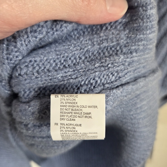 RD Style Ribbed Mock Neck Cable Knit Sweater Blue Size Large - Picture 8 of 10